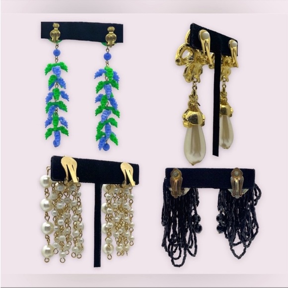 Retro Costume Jewelry Statement Earrings Lot - Picture 7 of 9